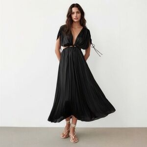 Zara Black Pleated Maxi Dress